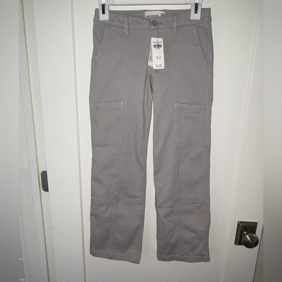 abercrombie kids stretch chino wide leg cargo pants girl's 9/10 long NWT $60 - Picture 1 of 10
